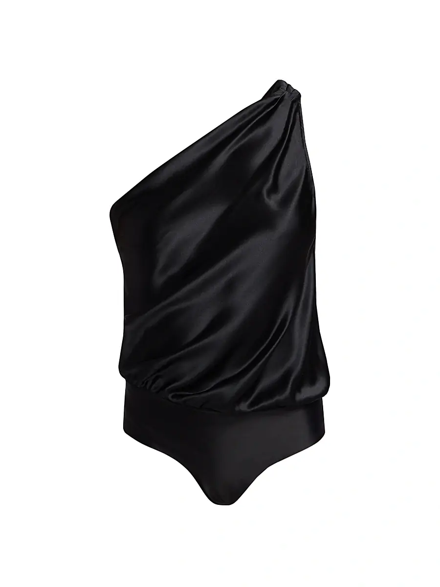 Cami NYC Women's Darby One-Shoulder Silk Bodysuit - Black | Image 1 Cami NYC Women's Darby One-Shoulder Silk Bodysuit - Black | Image 1