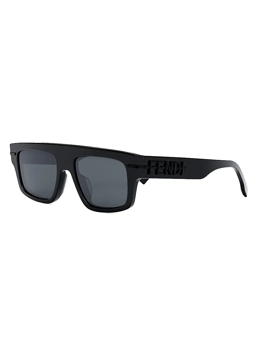Fendi Men's Fendigraphy 54MM Rectangular Sunglasses - Shiny Black Smoke | Image 1 Fendi Men's Fendigraphy 54MM Rectangular Sunglasses - Shiny Black Smoke | Image 1