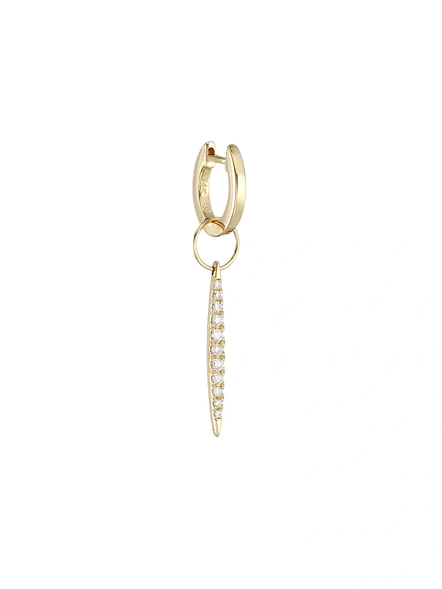 Sydney Evan Women's 14K Yellow Gold & Diamond Needle Drop Earring | Image 1 Sydney Evan Women's 14K Yellow Gold & Diamond Needle Drop Earring | Image 1