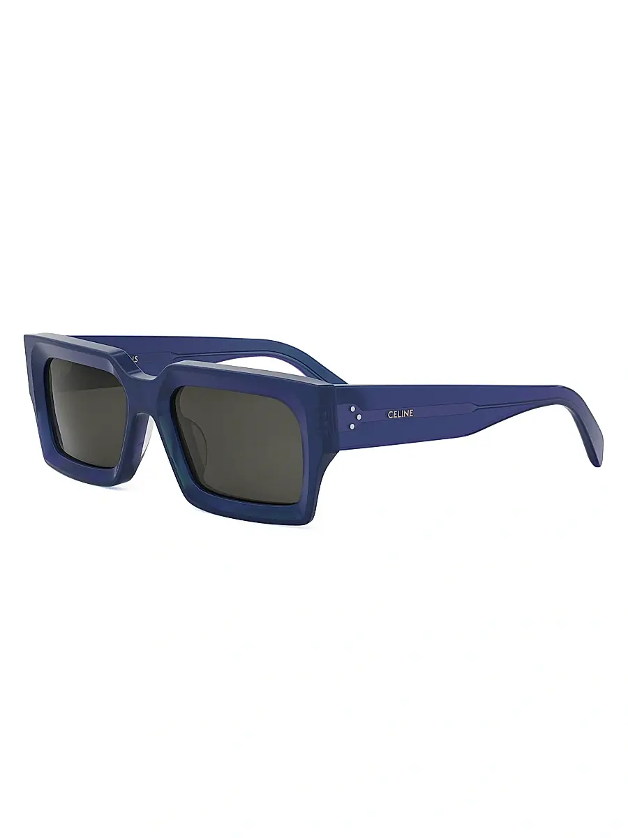 CELINE Men's Bold 3 Dots 54MM Rectangular Sunglasses - Shiny Blue | Image 1 CELINE Men's Bold 3 Dots 54MM Rectangular Sunglasses - Shiny Blue | Image 1