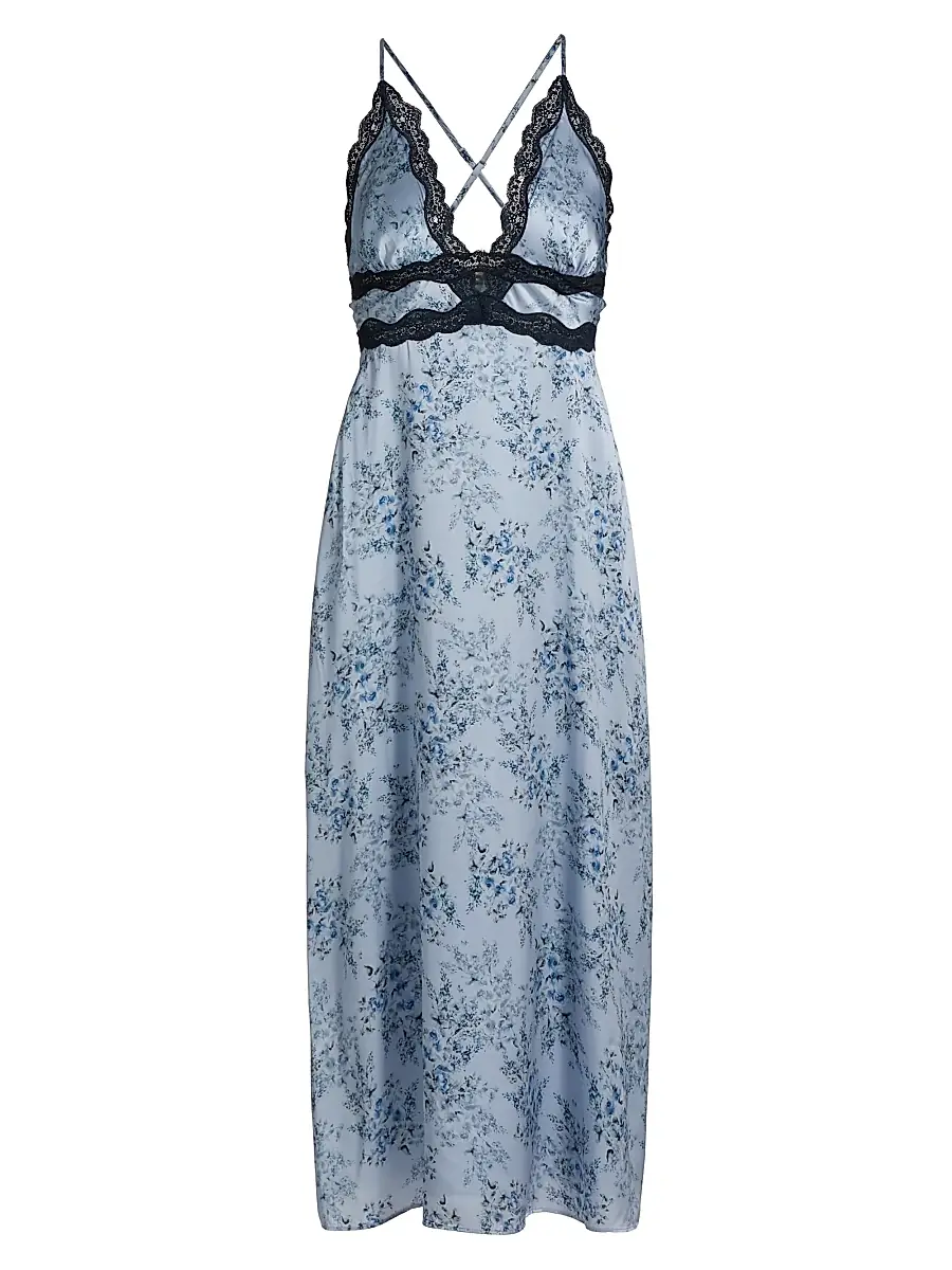 Cami NYC Women's Roya Floral Silk Slip Midi-Dress - Primavera Shadow | Image 1 Cami NYC Women's Roya Floral Silk Slip Midi-Dress - Primavera Shadow | Image 1