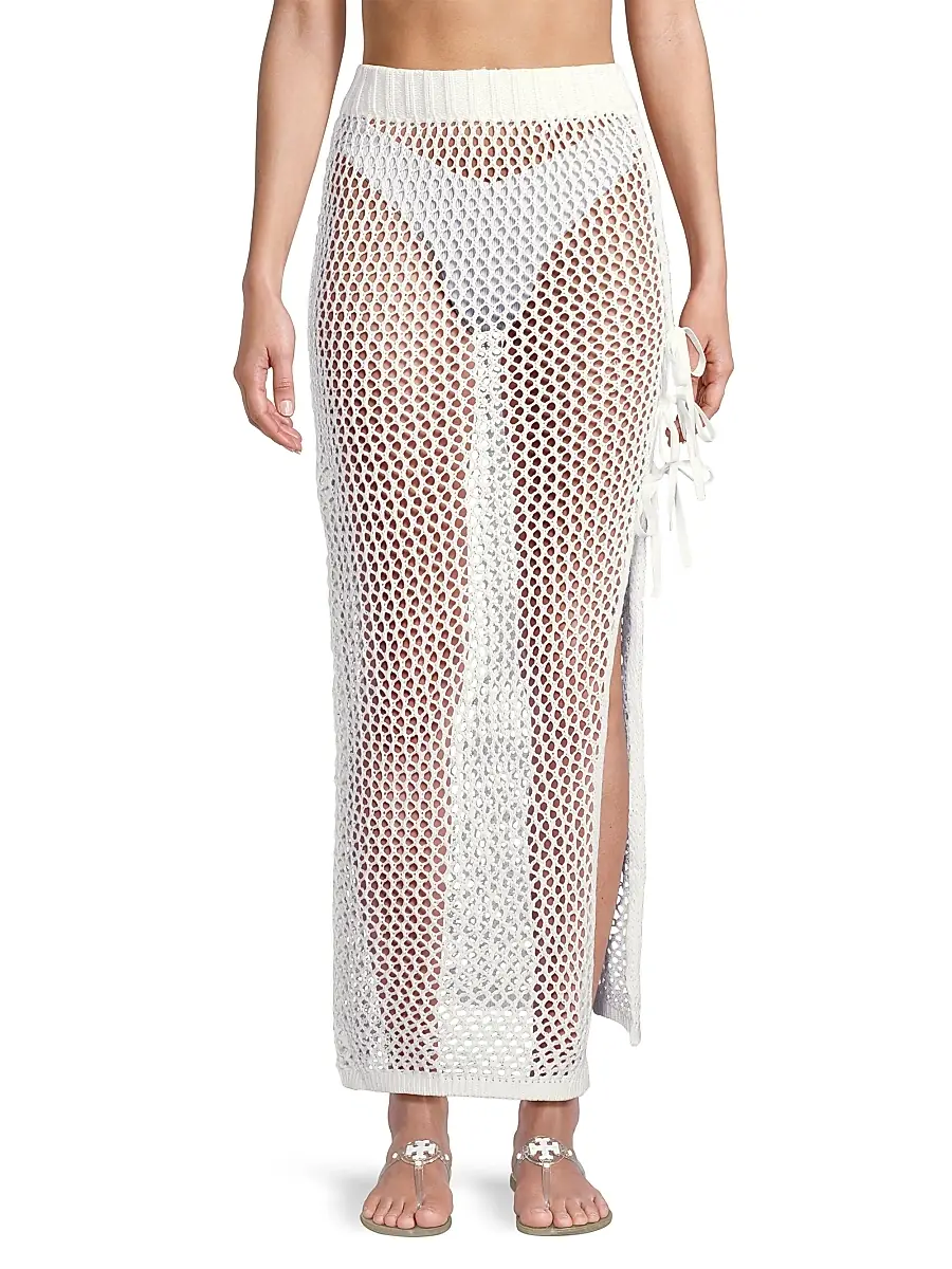 BEACH RIOT Women's Deborah Netted Cotton Maxi Skirt | Thumbnail 3