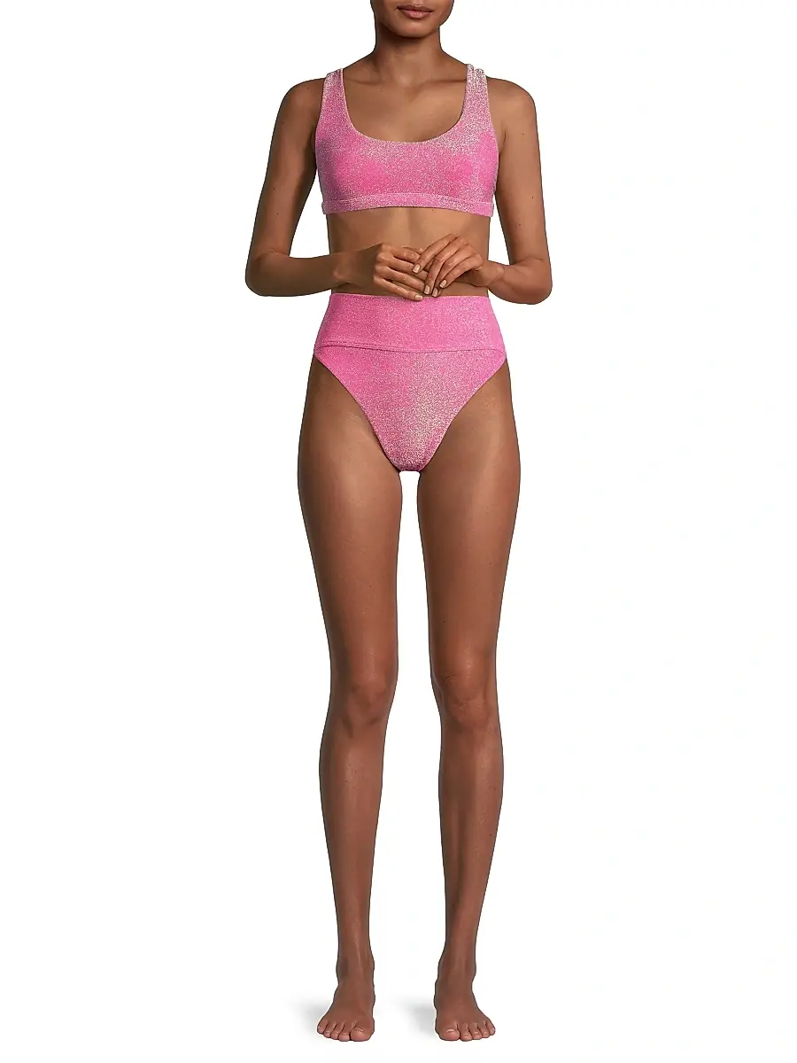 BEACH RIOT Women's Peyton Glittery Bikini Top | Thumbnail 2