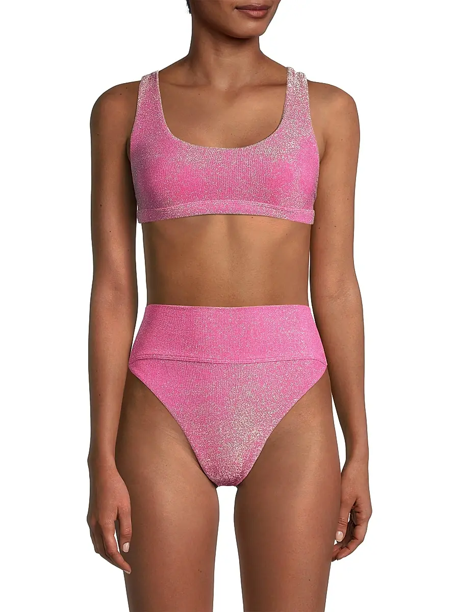 BEACH RIOT Women's Peyton Glittery Bikini Top | Thumbnail 3