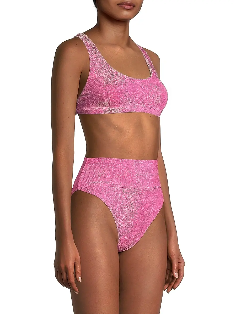 BEACH RIOT Women's Peyton Glittery Bikini Top | Thumbnail 4