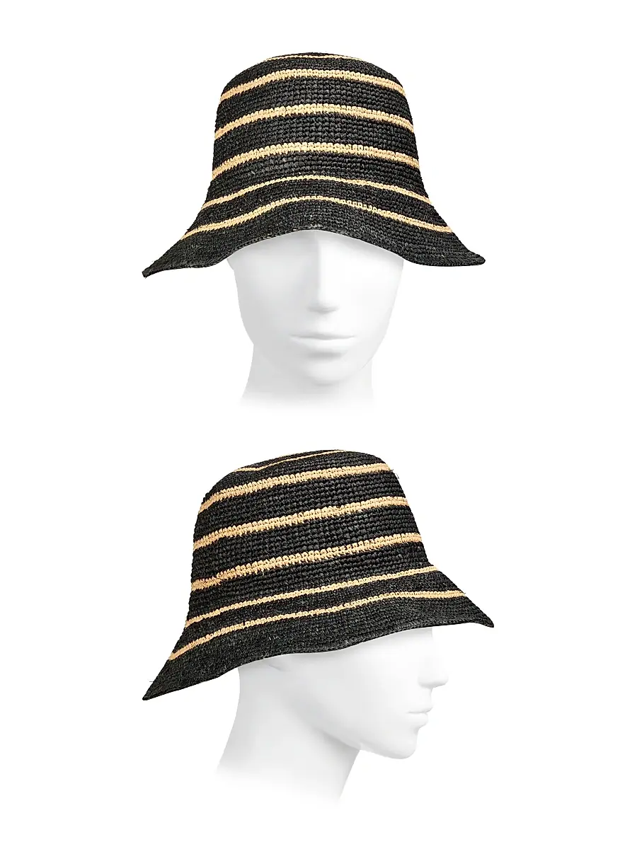 Vince Women's Striped Straw Bucket Hat | Thumbnail 2