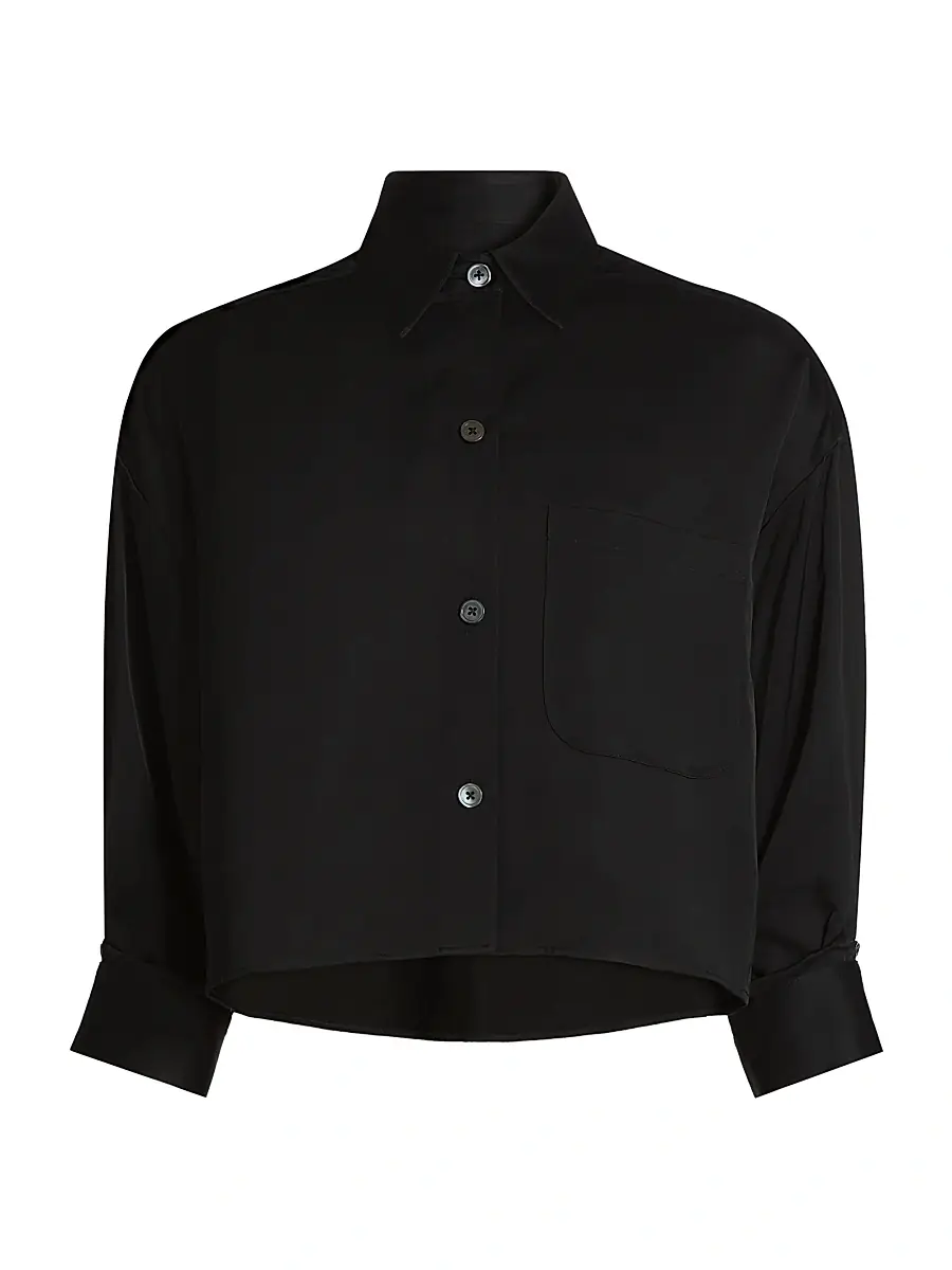 TWP Women's Soon To Be Ex Linen-Blend Crop Shirt - Black - Size Medium | Image 1 TWP Women's Soon To Be Ex Linen-Blend Crop Shirt - Black - Size Medium | Image 1