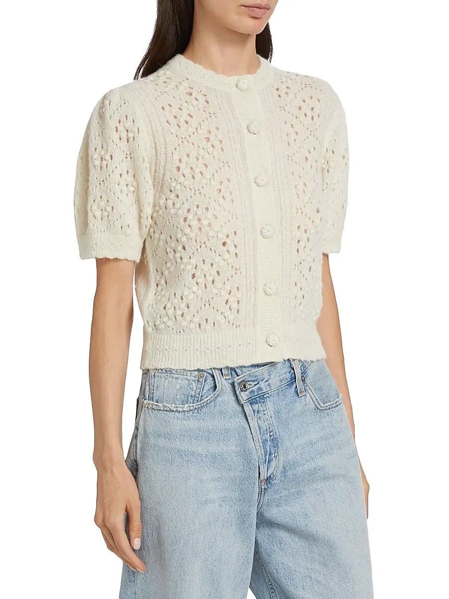 DÔEN Women's Mirabelle Alpaca-Blend Short-Sleeve Cardigan | Thumbnail 4