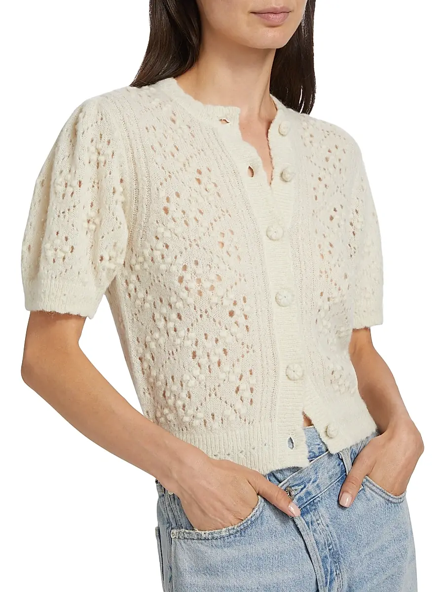 DÔEN Women's Mirabelle Alpaca-Blend Short-Sleeve Cardigan | Thumbnail 6