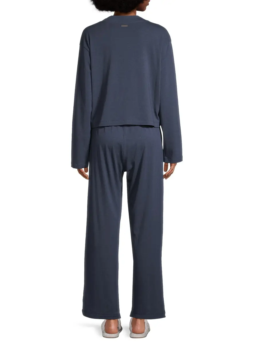 Lunya Women's Slumberknit Long Sleeve Shirt & Pants Pajama Set - Deep Blue | Thumbnail 4 Lunya Women's Slumberknit Long Sleeve Shirt & Pants Pajama Set - Deep Blue | Thumbnail 4
