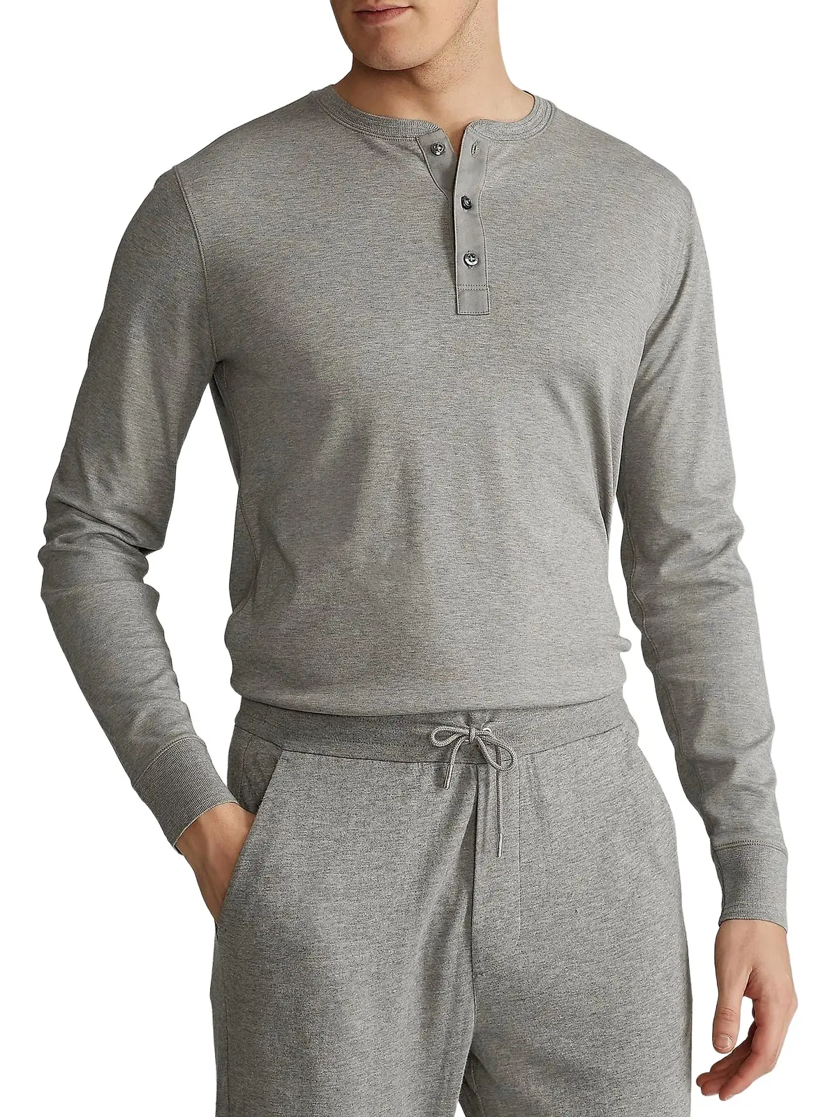 Men's Long-Sleeve Cotton Henley T-Shirt