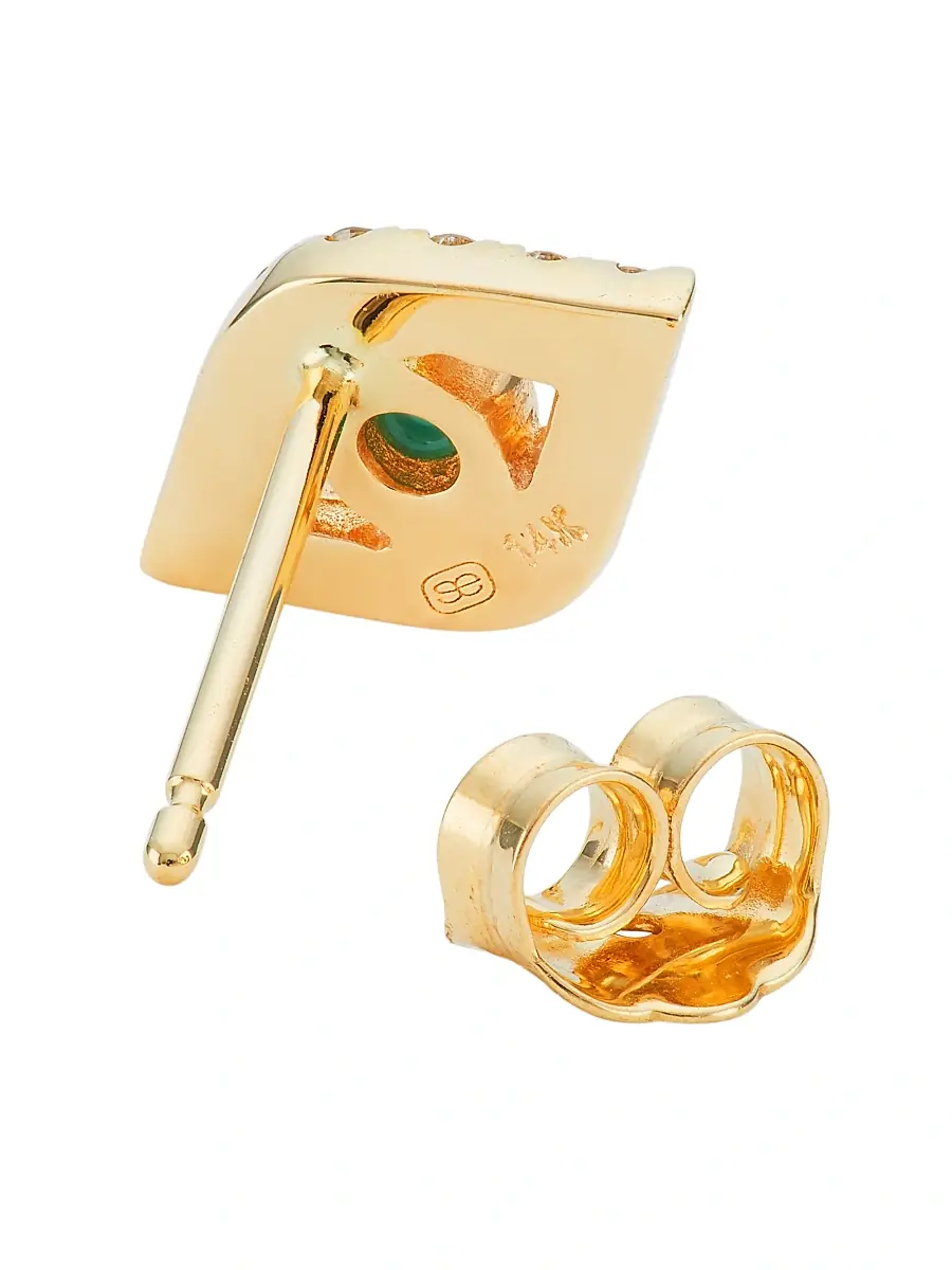 Sydney Evan Women's 14K Yellow Gold, Diamond, & Turquoise Evil-Eye Stud Earring | Thumbnail 3