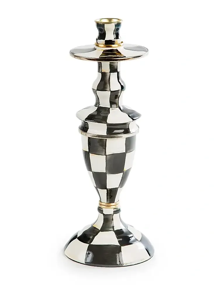 MacKenzie-Childs Courtly Check Medium Enamel Candlestick