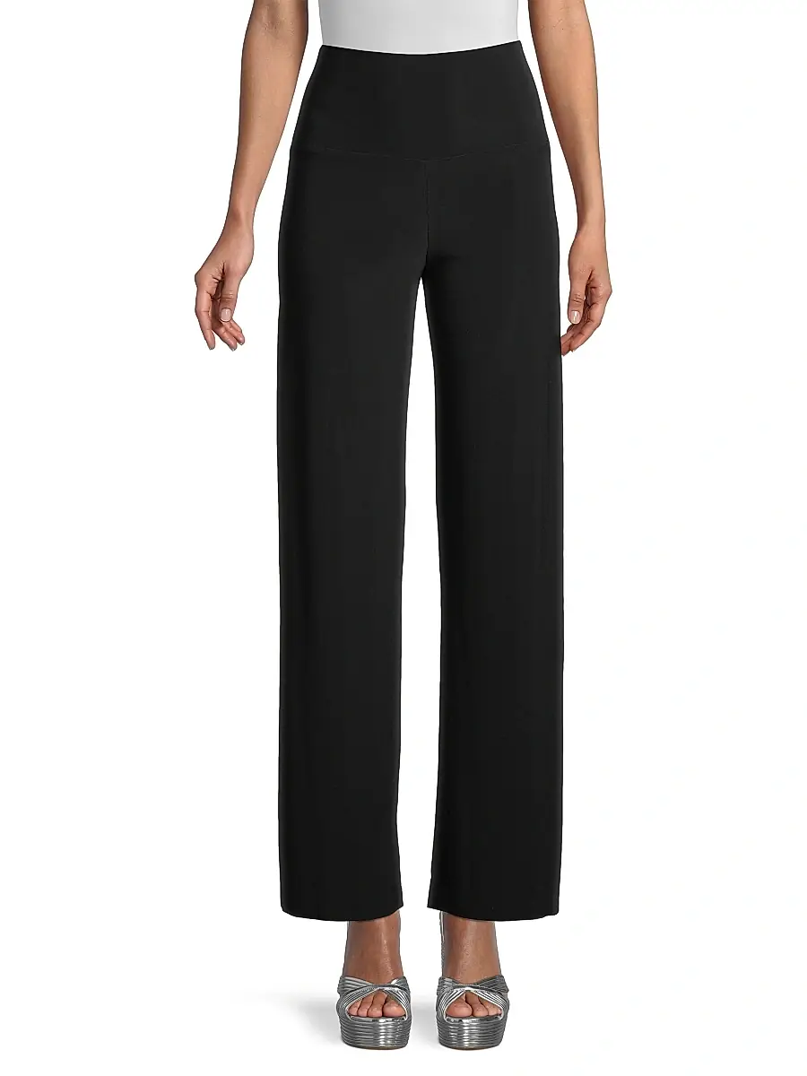 Norma Kamali Women's High-Rise Straight-Leg Pants - Black | Thumbnail 3