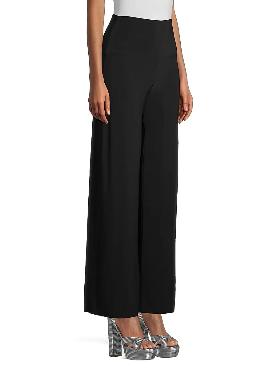 Norma Kamali Women's High-Rise Straight-Leg Pants - Black | Thumbnail 4