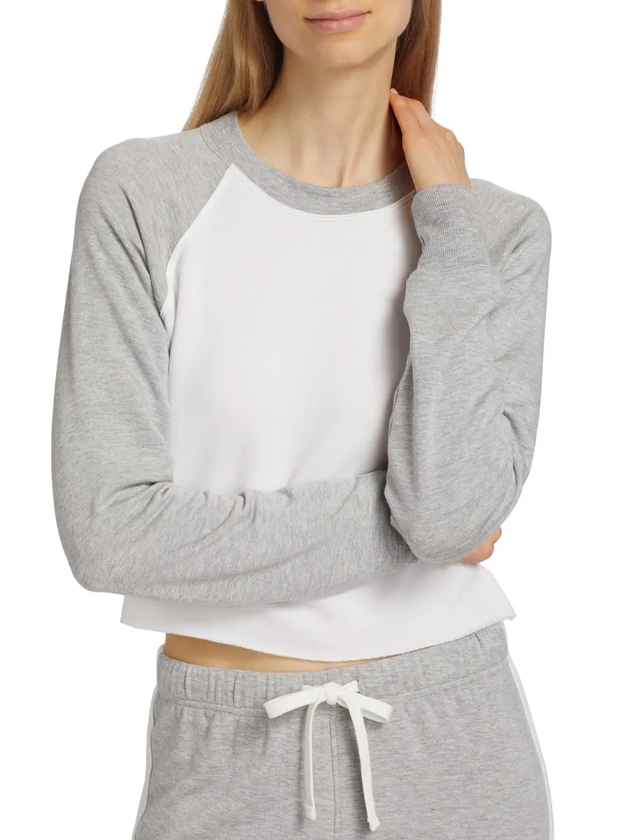 Splits59 Women's Warm-Up Fleece Crop Sweatshirt - Heather Grey White | Thumbnail 5 Splits59 Women's Warm-Up Fleece Crop Sweatshirt - Heather Grey White | Thumbnail 5
