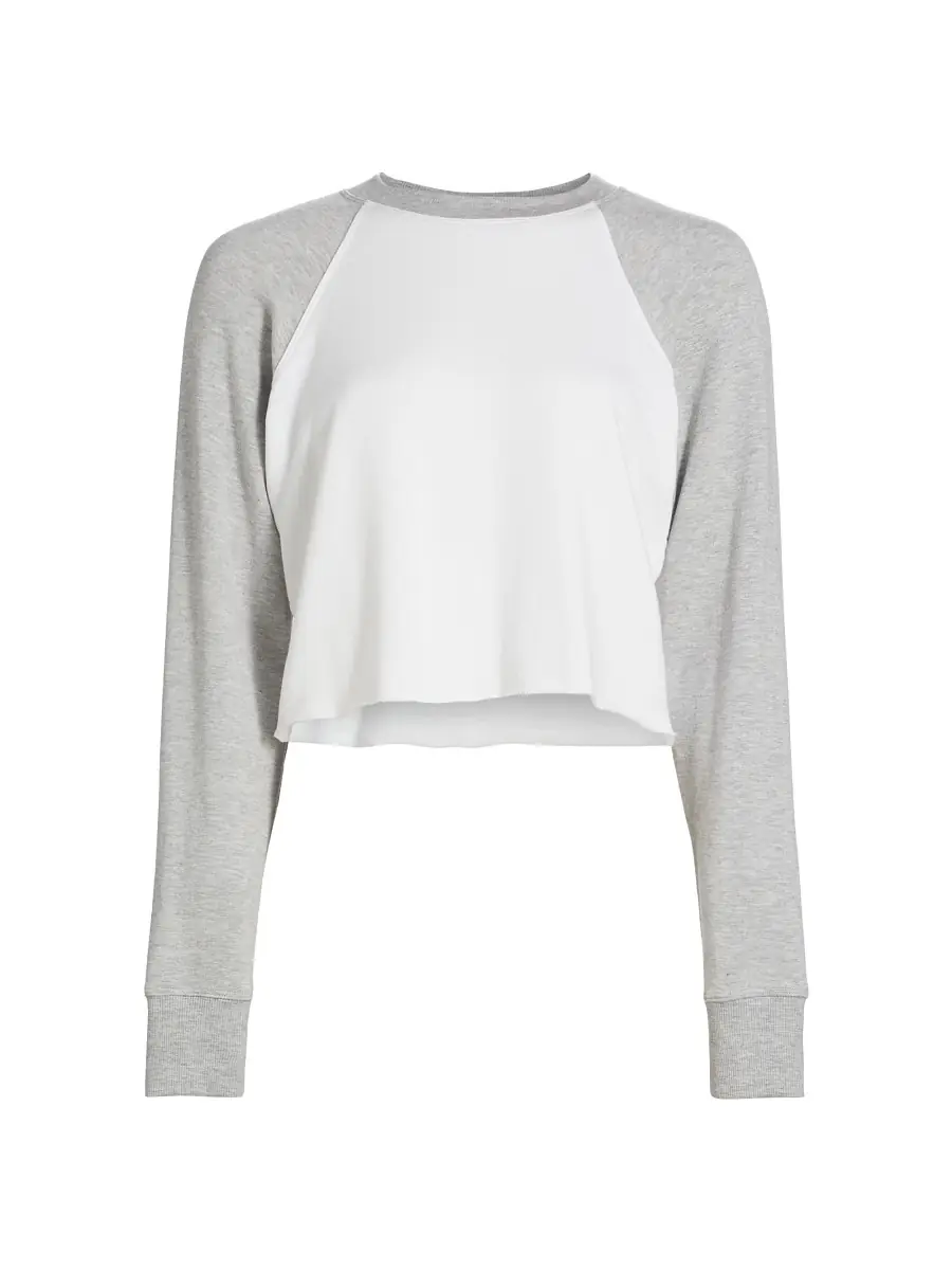 Splits59 Women's Warm-Up Fleece Crop Sweatshirt - Heather Grey White | Thumbnail 7 Splits59 Women's Warm-Up Fleece Crop Sweatshirt - Heather Grey White | Thumbnail 7