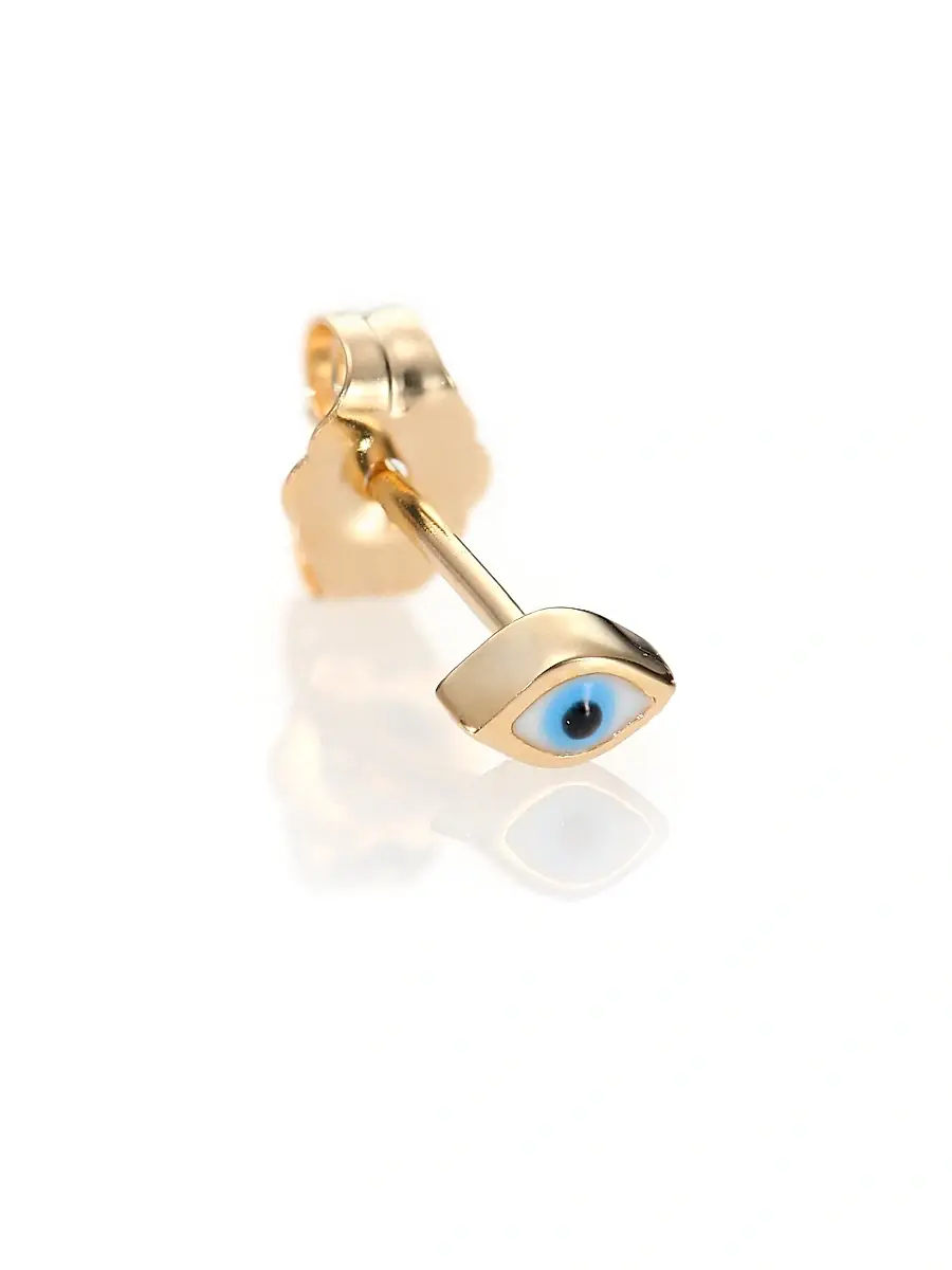 Sydney Evan Women's Enamel & 14K Yellow Gold Mini Evil Eye Single Stud Earring - Gold | Image 1 Sydney Evan Women's Enamel & 14K Yellow Gold Mini Evil Eye Single Stud Earring - Gold | Image 1