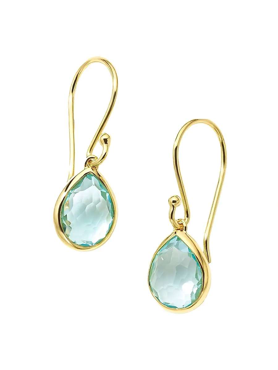 Ippolita Women's Rock Candy 18K Green Gold & Blue-Topaz Teeny Teardrop Earrings