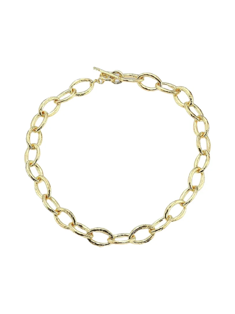 Women's Classico Short 18K Yellow Gold Hammered Bastille Mini Link Necklace