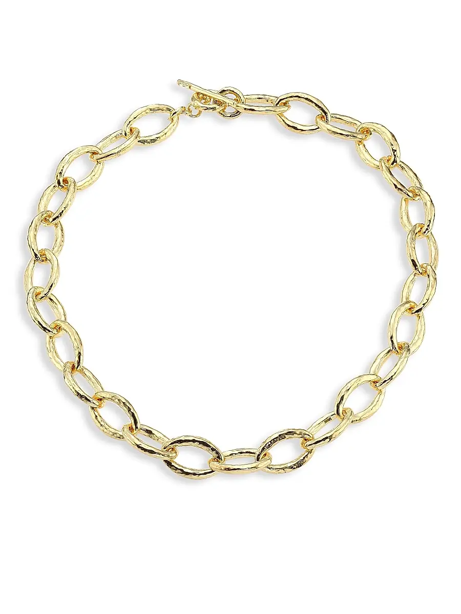 Ippolita Women's Classico Short 18K Yellow Gold Hammered Bastille Mini Link Necklace