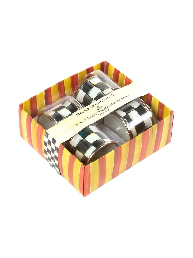 MacKenzie-Childs Courtly Check Enamel Napkin Rings
