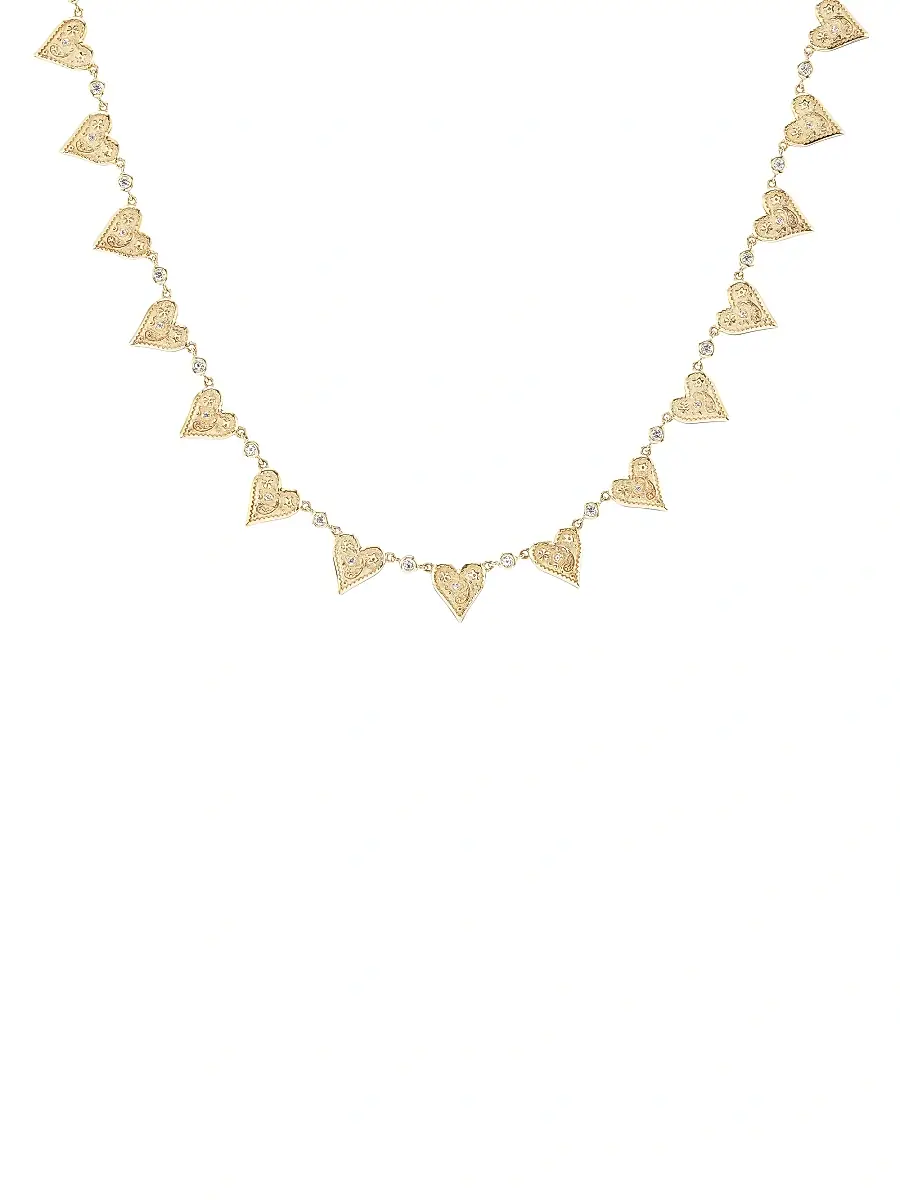 Marlo Laz Women's Desert Rising Southwestern Heart 14K Yellow Gold & 0.74 TCW Diamond Choker - Yellow Gold | Image 1 Marlo Laz Women's Desert Rising Southwestern Heart 14K Yellow Gold & 0.74 TCW Diamond Choker - Yellow Gold | Image 1