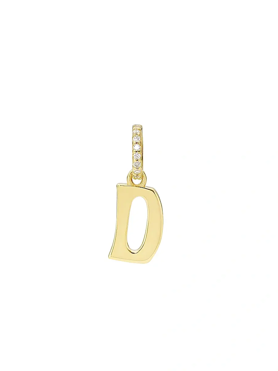 Marlo Laz Women's Alphabet 14K Yellow Gold & 0.045 TCW Diamond Letter Charm - Initial D | Image 1 Marlo Laz Women's Alphabet 14K Yellow Gold & 0.045 TCW Diamond Letter Charm - Initial D | Image 1