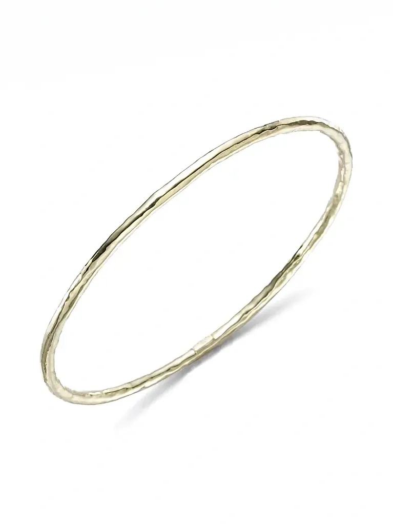 Women's Classico Thin 18K Yellow Gold Hammered Bangle Bracelet