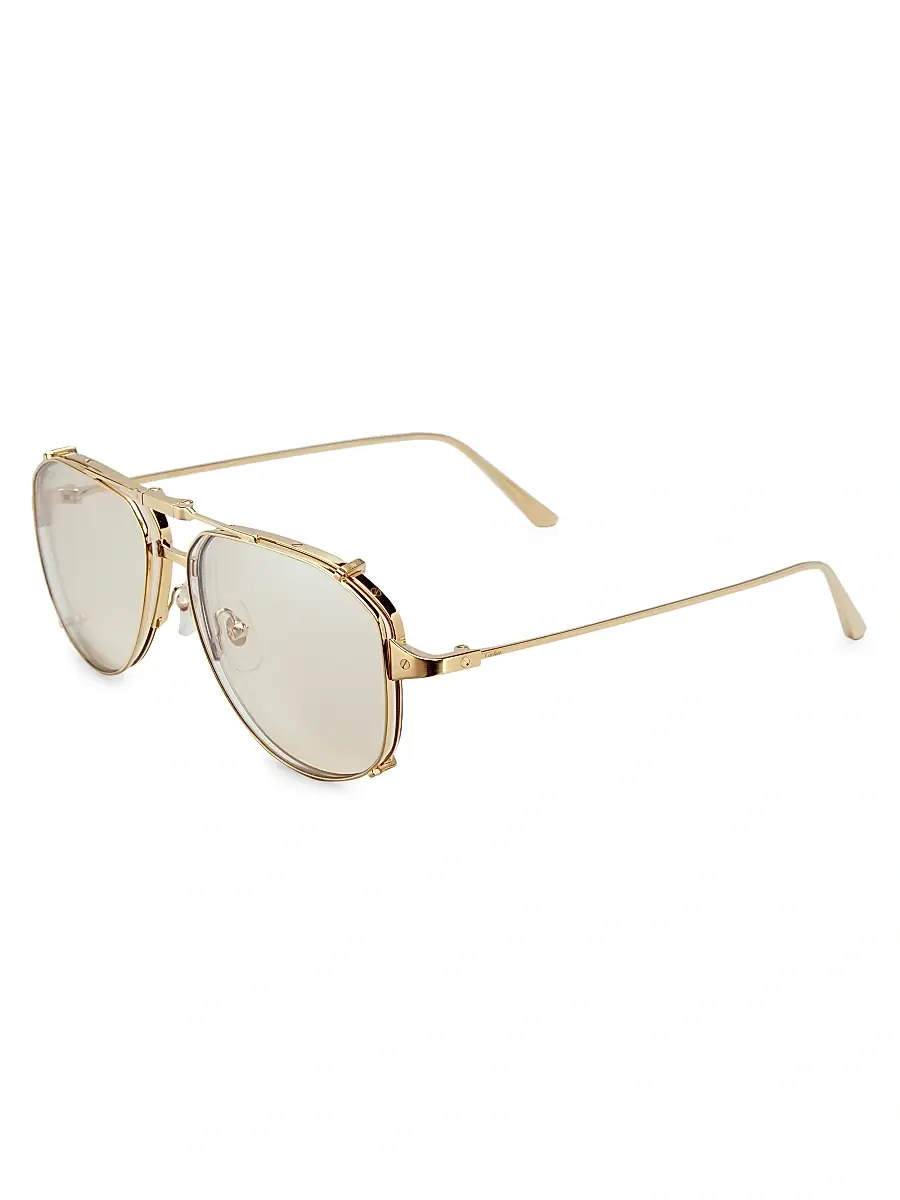 Cartier Men's Santos Light 24K Gold-Plated 56MM Pilot Glasses | Thumbnail 2 Cartier Men's Santos Light 24K Gold-Plated 56MM Pilot Glasses | Thumbnail 2