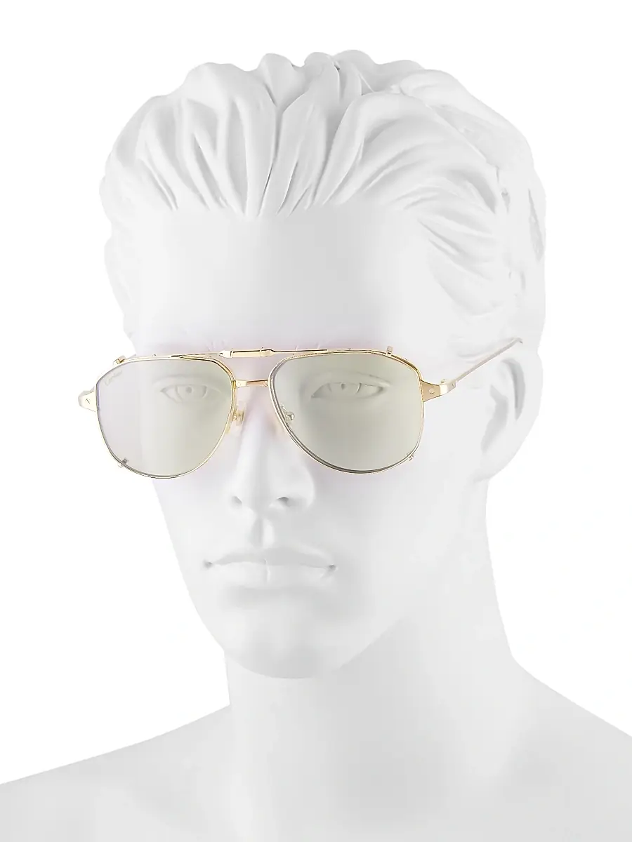 Cartier Men's Santos Light 24K Gold-Plated 56MM Pilot Glasses | Thumbnail 4 Cartier Men's Santos Light 24K Gold-Plated 56MM Pilot Glasses | Thumbnail 4