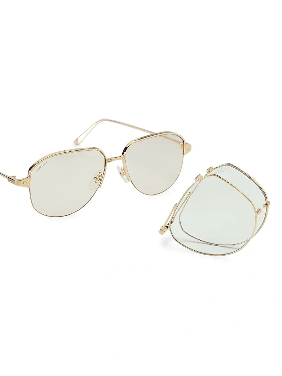 Cartier Men's Santos Light 24K Gold-Plated 56MM Pilot Glasses | Thumbnail 6 Cartier Men's Santos Light 24K Gold-Plated 56MM Pilot Glasses | Thumbnail 6