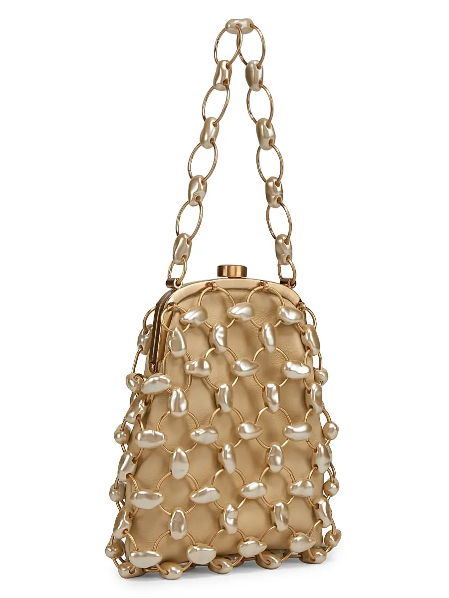 Cult Gaia Women's Brielle Imitation Pearl-Embellished Leather Wristlet | Thumbnail 3 Cult Gaia Women's Brielle Imitation Pearl-Embellished Leather Wristlet | Thumbnail 3