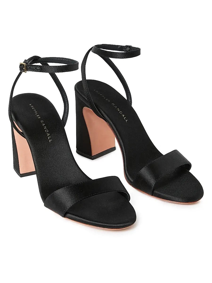 Loeffler Randall Women's Malia 90MM Curved-Heel Satin Sandals | Thumbnail 3 Loeffler Randall Women's Malia 90MM Curved-Heel Satin Sandals | Thumbnail 3