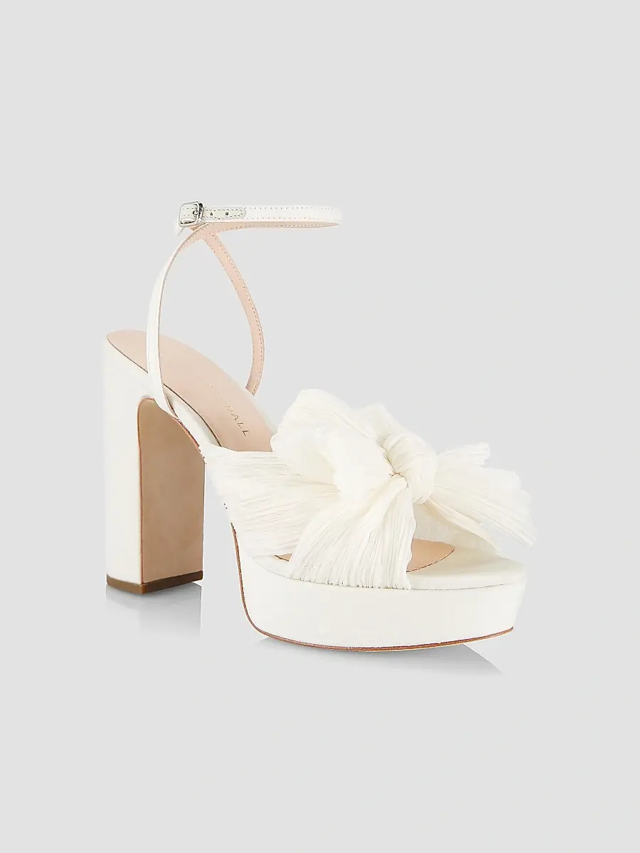 Loeffler Randall Women's Natalia 115MM Pleated Bow Platform Sandals | Thumbnail 2 Loeffler Randall Women's Natalia 115MM Pleated Bow Platform Sandals | Thumbnail 2