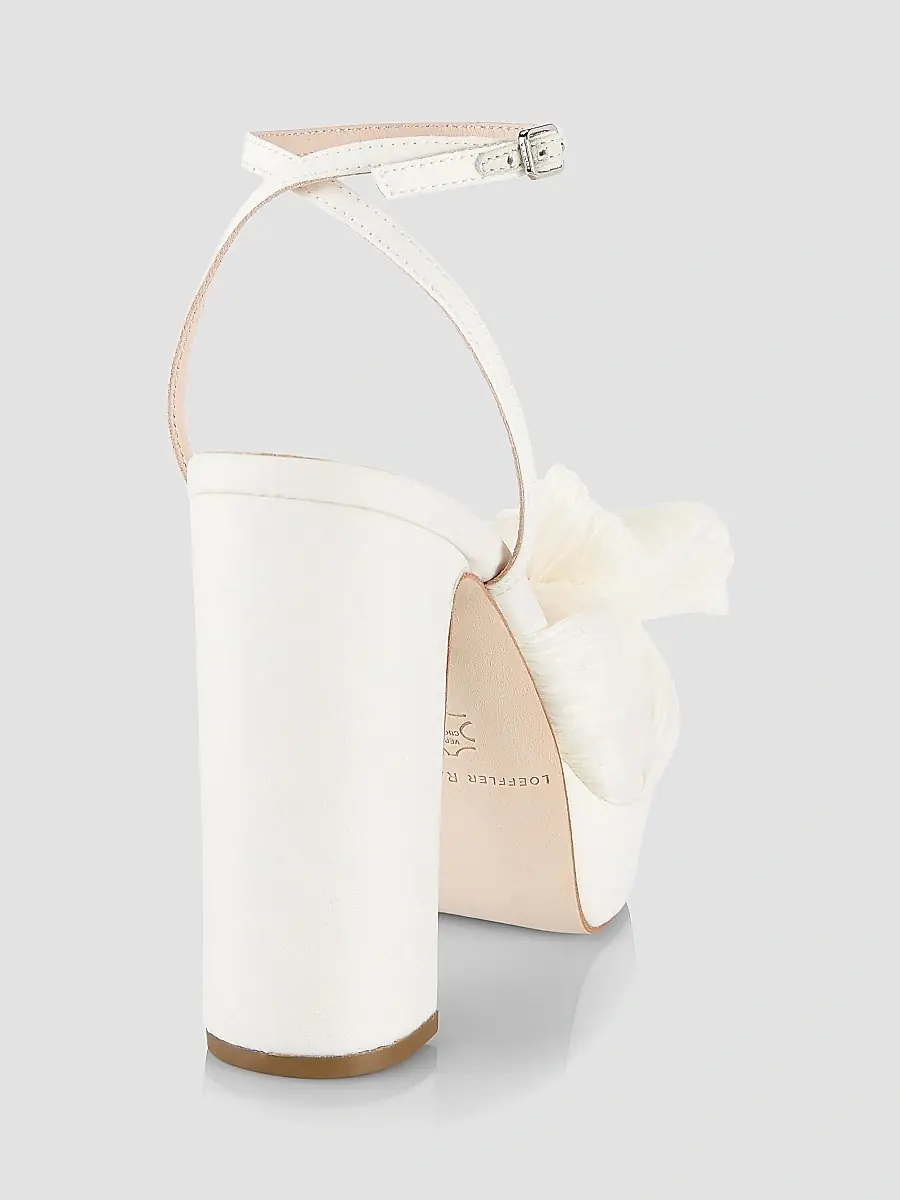 Loeffler Randall Women's Natalia 115MM Pleated Bow Platform Sandals | Thumbnail 3 Loeffler Randall Women's Natalia 115MM Pleated Bow Platform Sandals | Thumbnail 3