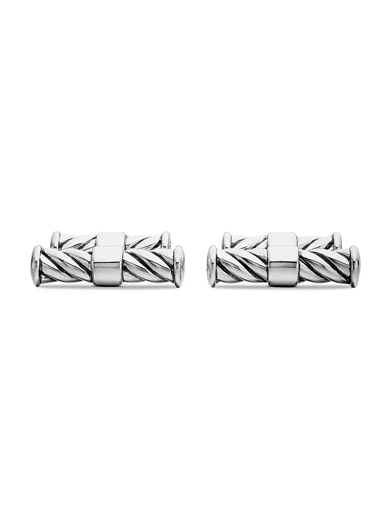 Men's Sculpted Cable Elongated Cufflinks in Sterling Silver, 22mm Men's Sculpted Cable Elongated Cufflinks in Sterling Silver, 22mm