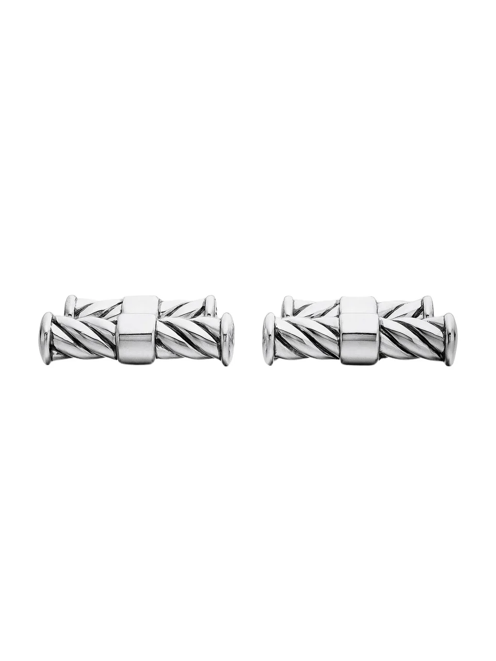 Men's Sculpted Cable Elongated Cufflinks in Sterling Silver, 22mm