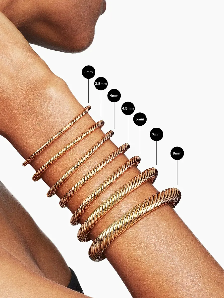 David Yurman Women's Cablespira Bracelet in 18K Rose Gold with Pavé Diamonds - Rose Gold | Thumbnail 3 David Yurman Women's Cablespira Bracelet in 18K Rose Gold with Pavé Diamonds - Rose Gold | Thumbnail 3