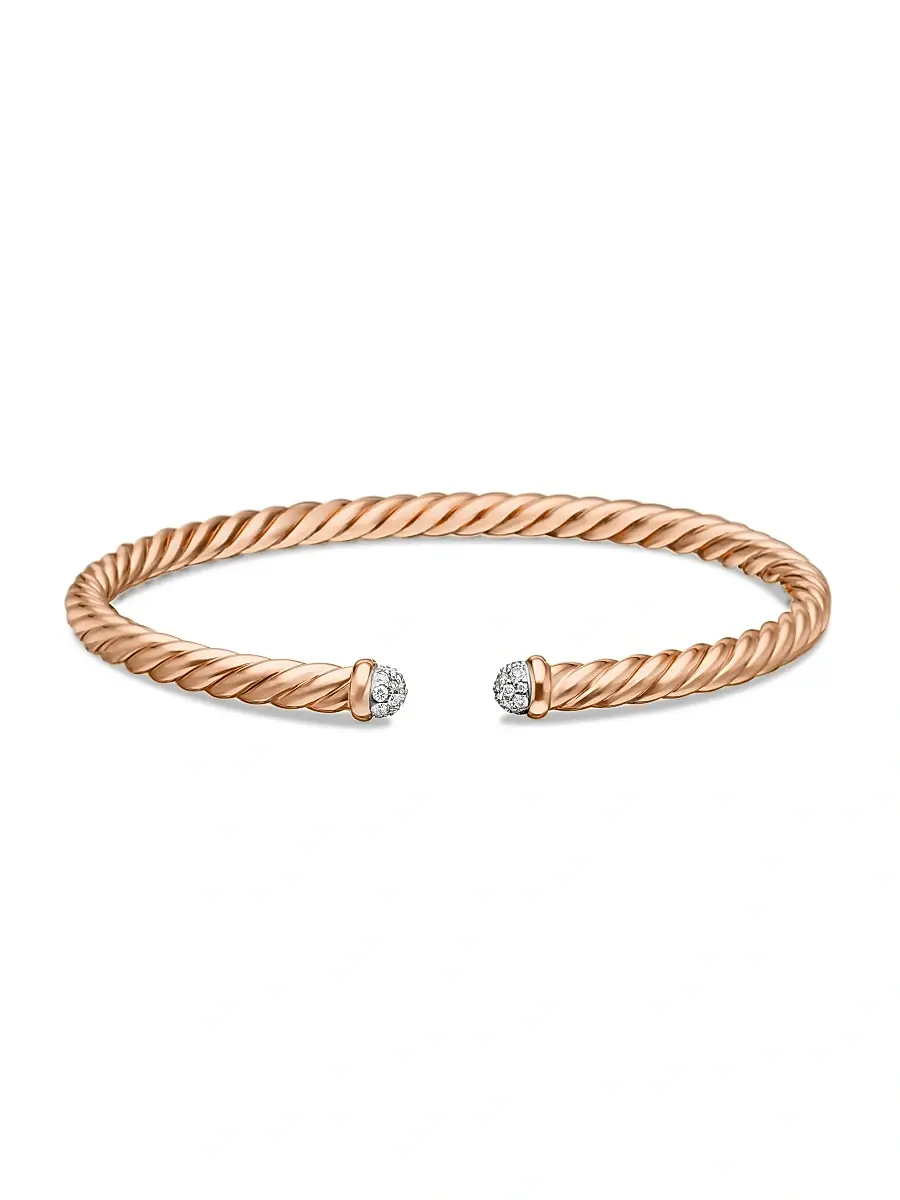 David Yurman Women's Cablespira Bracelet in 18K Rose Gold with Pavé Diamonds - Rose Gold | Thumbnail 5 David Yurman Women's Cablespira Bracelet in 18K Rose Gold with Pavé Diamonds - Rose Gold | Thumbnail 5