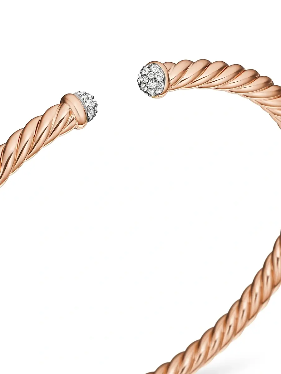 David Yurman Women's Cablespira Bracelet in 18K Rose Gold with Pavé Diamonds - Rose Gold | Thumbnail 6 David Yurman Women's Cablespira Bracelet in 18K Rose Gold with Pavé Diamonds - Rose Gold | Thumbnail 6