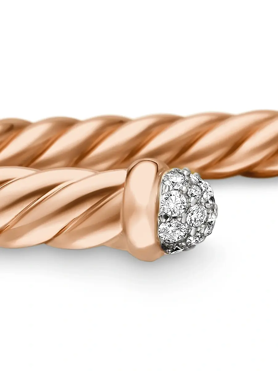 David Yurman Women's Cablespira Bracelet in 18K Rose Gold with Pavé Diamonds - Rose Gold | Thumbnail 7 David Yurman Women's Cablespira Bracelet in 18K Rose Gold with Pavé Diamonds - Rose Gold | Thumbnail 7