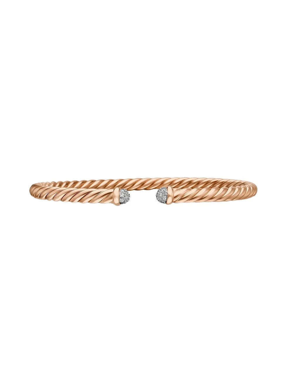 David Yurman Women's Cablespira Bracelet in 18K Rose Gold with Pavé Diamonds - Rose Gold