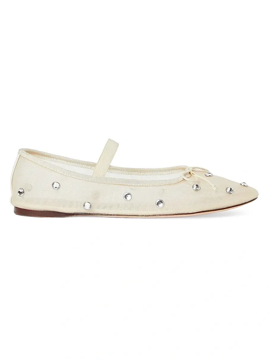 Loeffler Randall Women's Leonie Crystal Mesh Ballet Flats