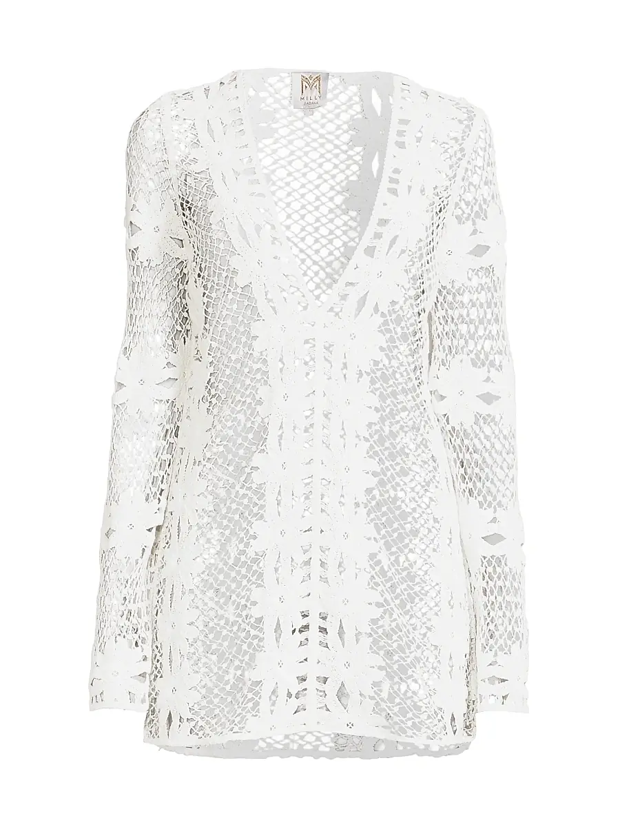 Milly Women's Floral Crochet Cover-Up Minidress