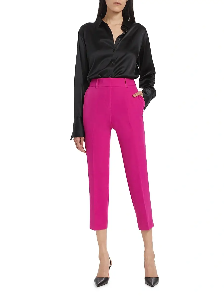 Milly Women's Nicola Cady Crop Straight-Leg Pants - Pink | Thumbnail 2 Milly Women's Nicola Cady Crop Straight-Leg Pants - Pink | Thumbnail 2