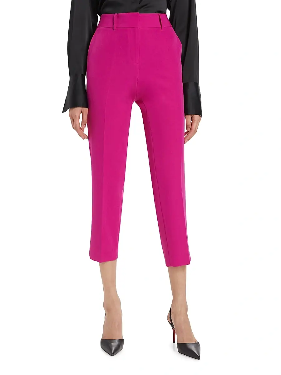Milly Women's Nicola Cady Crop Straight-Leg Pants - Pink | Thumbnail 3 Milly Women's Nicola Cady Crop Straight-Leg Pants - Pink | Thumbnail 3