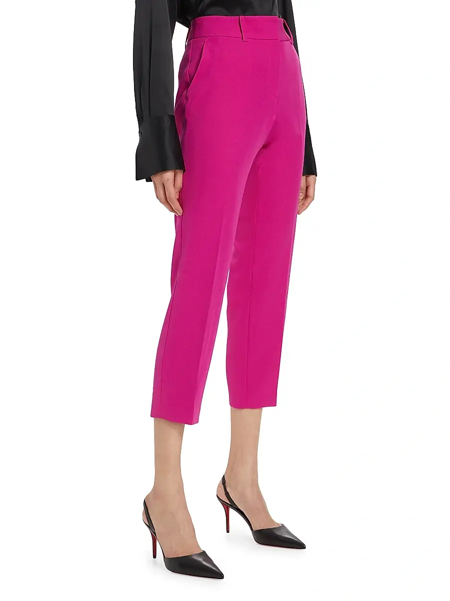 Milly Women's Nicola Cady Crop Straight-Leg Pants - Pink | Thumbnail 4 Milly Women's Nicola Cady Crop Straight-Leg Pants - Pink | Thumbnail 4