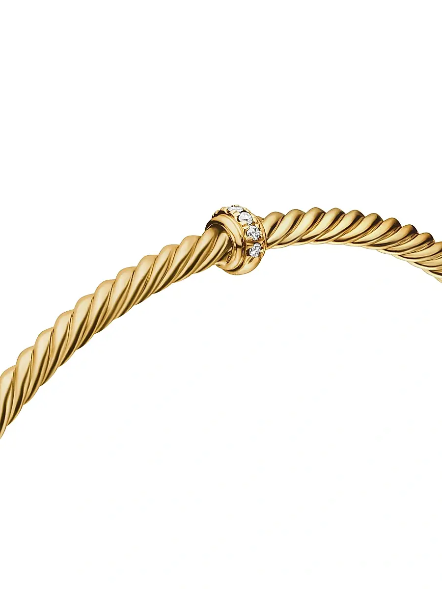 David Yurman Women's Cable 18K Gold & Diamond Station Cuff Bracelet - Gold | Thumbnail 6