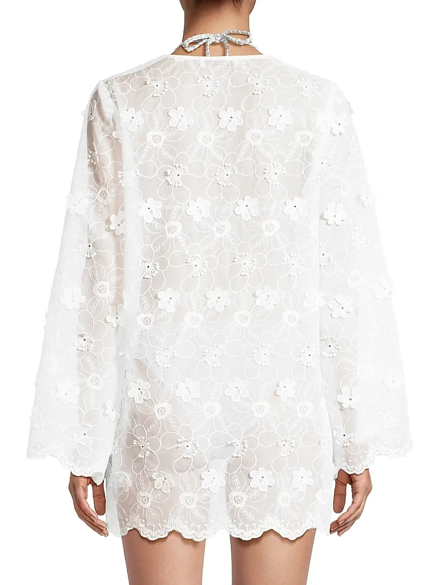 Milly Women's Viara Floral-Appliqué Cover-Up | Thumbnail 5